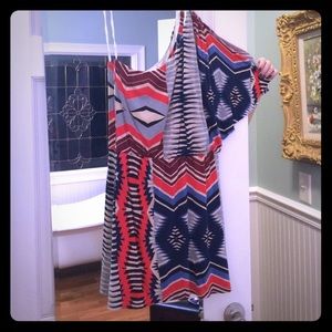One shoulder Aztec dress