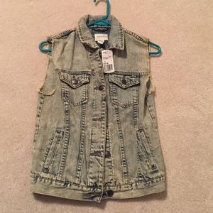 Denim acid wash vest