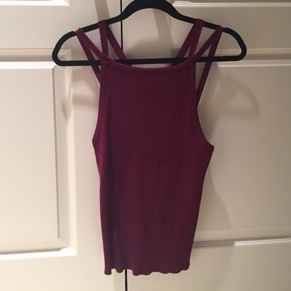 YSL Cranberry Criss-Cross Top