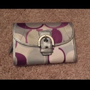 Coach purple and silver wallet