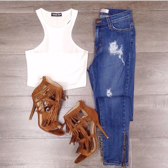 Fringe suede heels