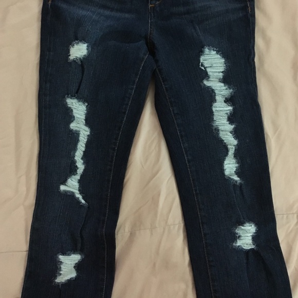 Joe's Jeans Skinny, Dark-Wash, Destroyed Jeggings - Picture 2 of 4