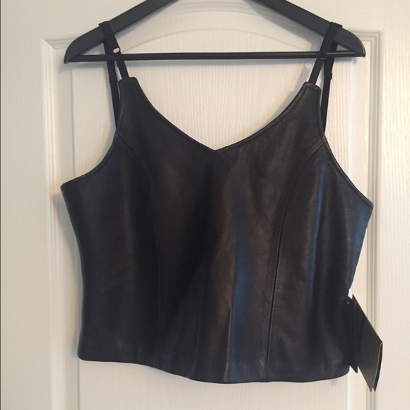 Black Leather Crop Top XL
