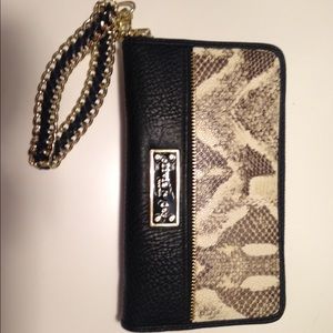 Wristlit, snakeskin and leather