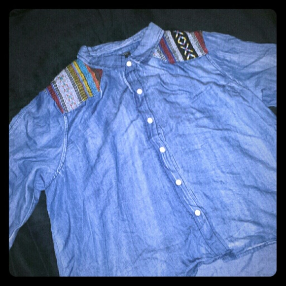 Southwestern Print Chambray Button Down