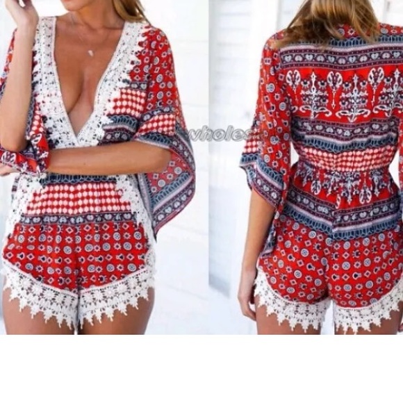 cute patterned red romper