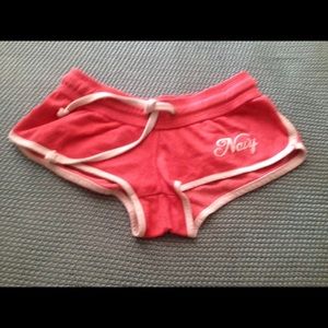 Coral booty shorts w/ "Navy"
