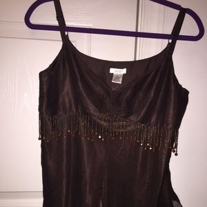 Cache NWT Brown Silk Beaded Camisole