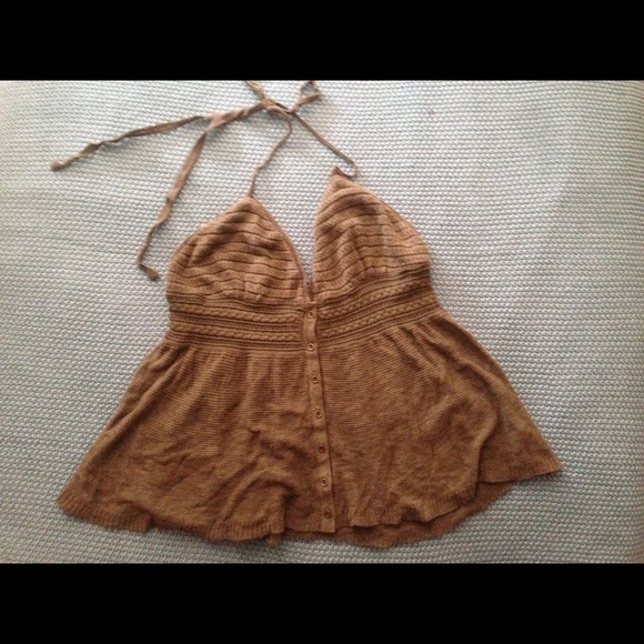 Knit olive green halter top