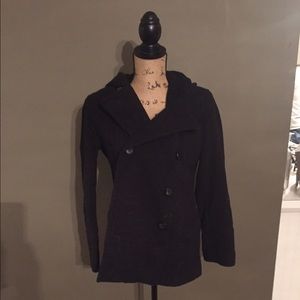 Anne Klein Black Wool Pea Coat