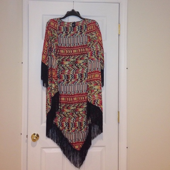 Colorful Fringe Kimono-style Cardigan