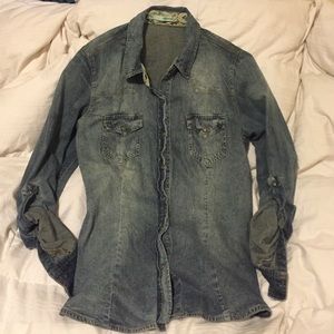 Jean snap button up long sleeve