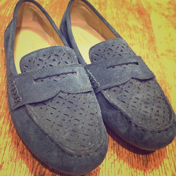 Navy Blue Leather Loafers