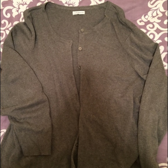 gray cardigan