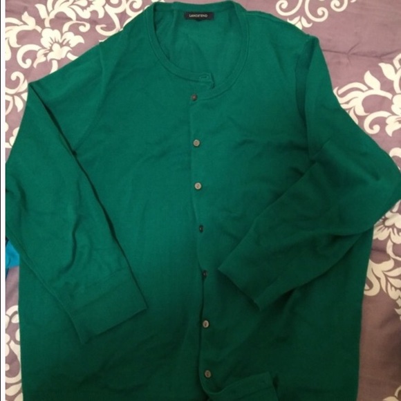 green lands end cardigan