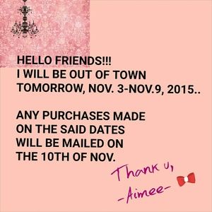 NOTICE OF TRAVEL!!!