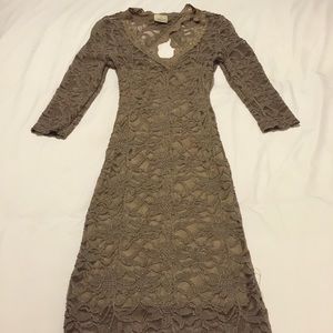 Tan lace dress with backless cut out