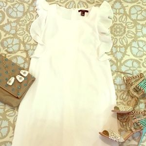 White Ruffle Sleeve Dress