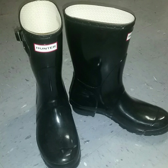 Black short Gloss Hunter Rainboots