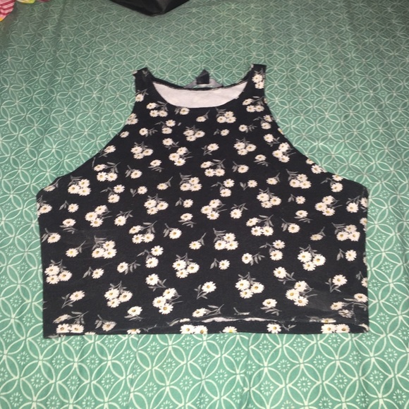 Black Daisy Crop Top
