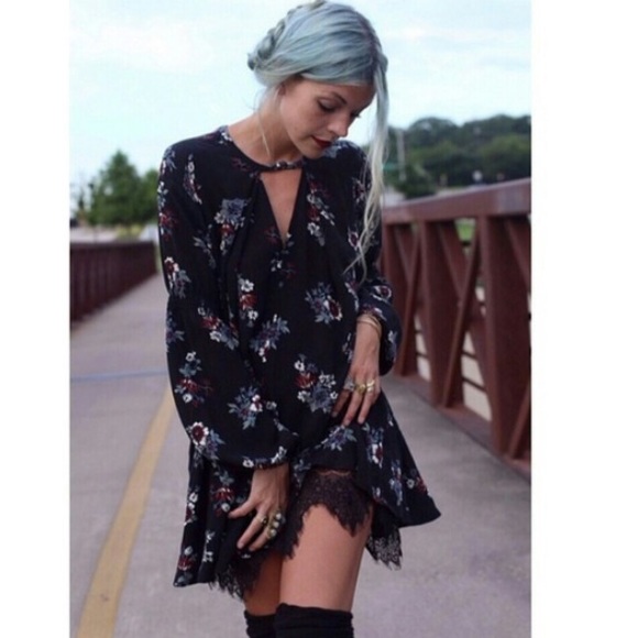 Free people retro swing tunic in raven comb