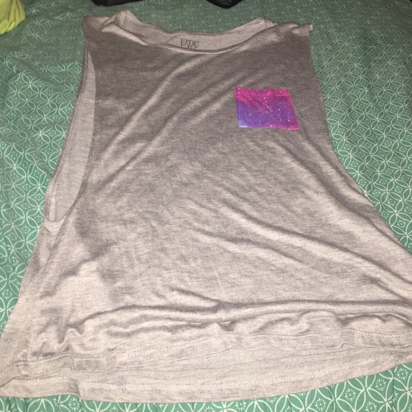 Gray Low Sides Tank Top Galaxy Pocket