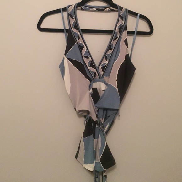 BCBG top. Blue black white and cream. Size medium