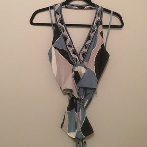 BCBG top. Blue black white and cream. Size medium