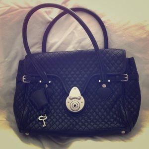 Navy Blue Quilted Leather Brooks Brothers Handbag