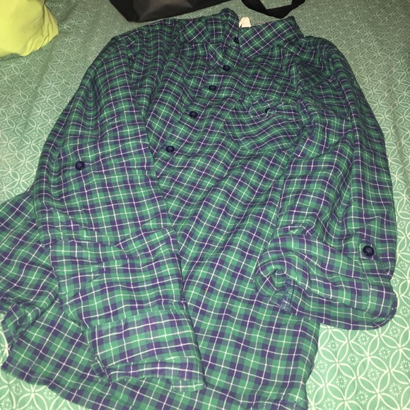 Green & Navy Blue Fitted Flannel