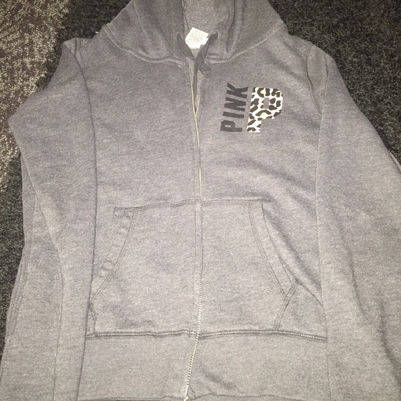 PINK Dark Grey w/ Cheetah Zip Up!