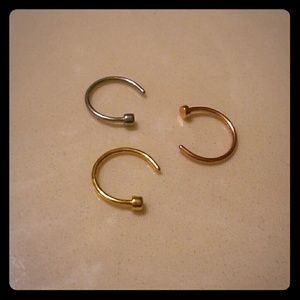 Set of 3 nose hoops