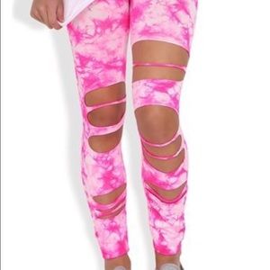 Neon Pink cut out tie dye laser cut leggings