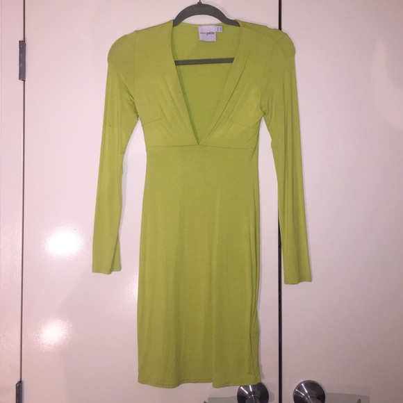 Long Sleeve Deep V-Cut Mini Dress