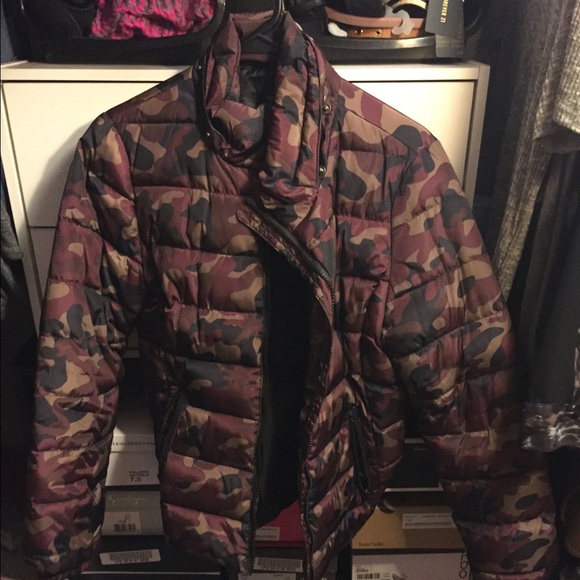 F21 purple Camo puffer coat