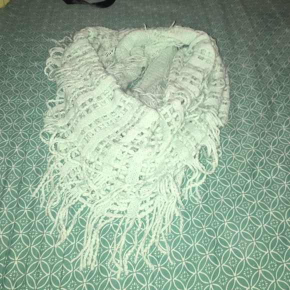 Mint Green Knitted Infinity Scarf