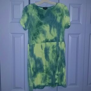 Blue & lime green tie dye dress