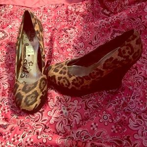 Tall animal print wedges
