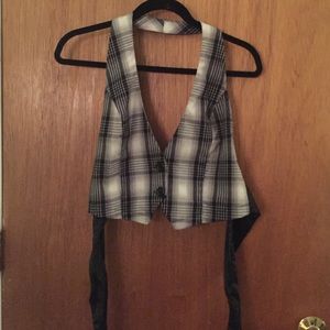 Plaid halter vest