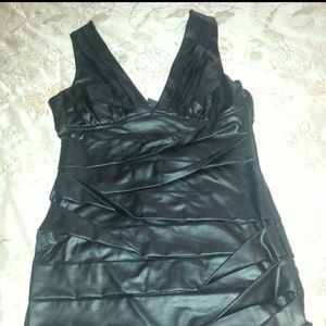 Mini black leather dress