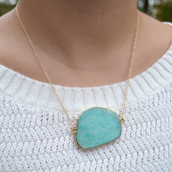 Amazonite Pendant Natural Stone Necklace