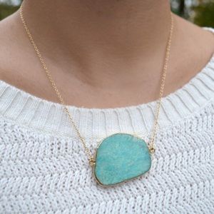 Amazonite Pendant Natural Stone Necklace