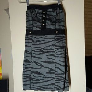 Black and grey strapless dress