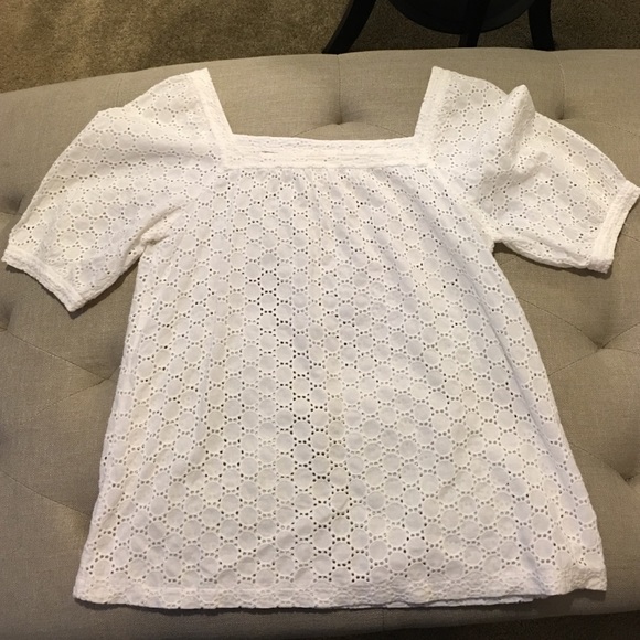 Ann Taylor white eyelet top