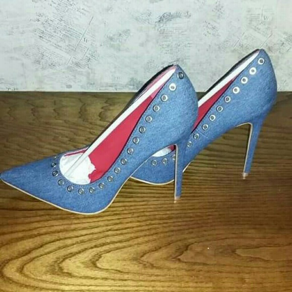Denim/Gold Studded Heels