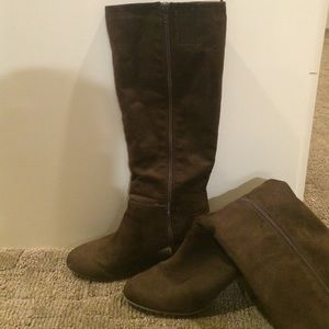 Faux suede tall boots.