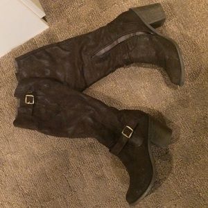Tall dark brown boots