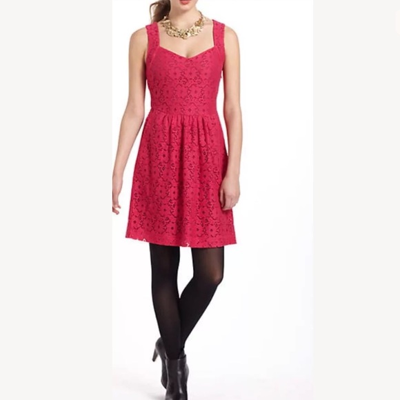 Anthropologie pink eyelet dress