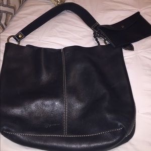 Lucky brand black leather hobo tote bag