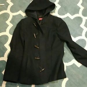 Navy blue wool toggle coat